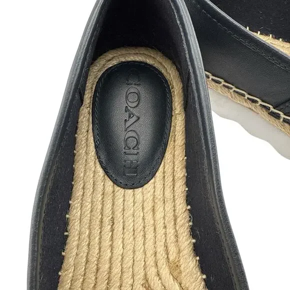 Coach Women Rye Nappa Leather Espadrille Flat Shoes Midnight Navy Sz 5.5 NEW‎ - Picture 3 of 11